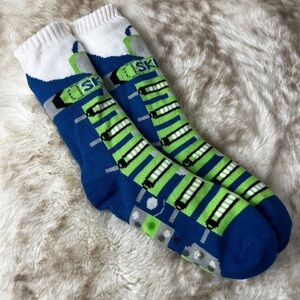 Sherpa-Lined Ski Boot Slipper Socks, Never Worn, sz. L